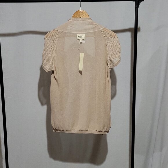 Andrea Jovine cardigan sweater light brown cocoon crochet neutral pockets new - Picture 8 of 14